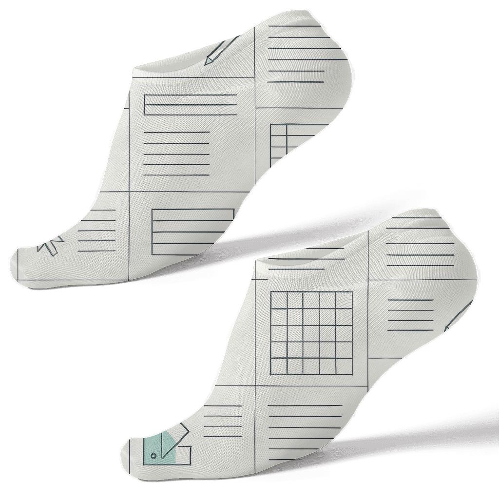Grid Notes With Graphic Designer Calm designer print ankle socks