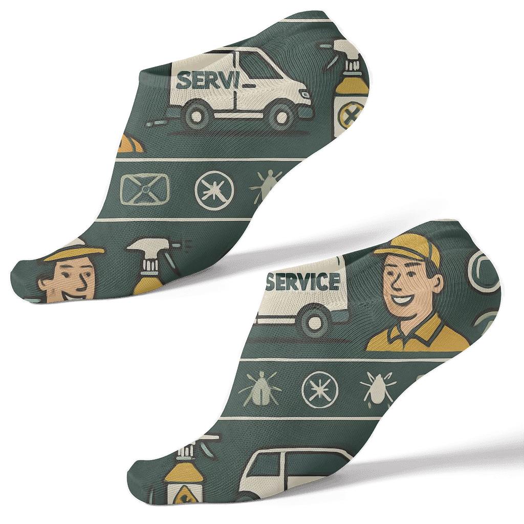 Pest Control Technician Service Collage Stripe Repeat personalized ankle socks