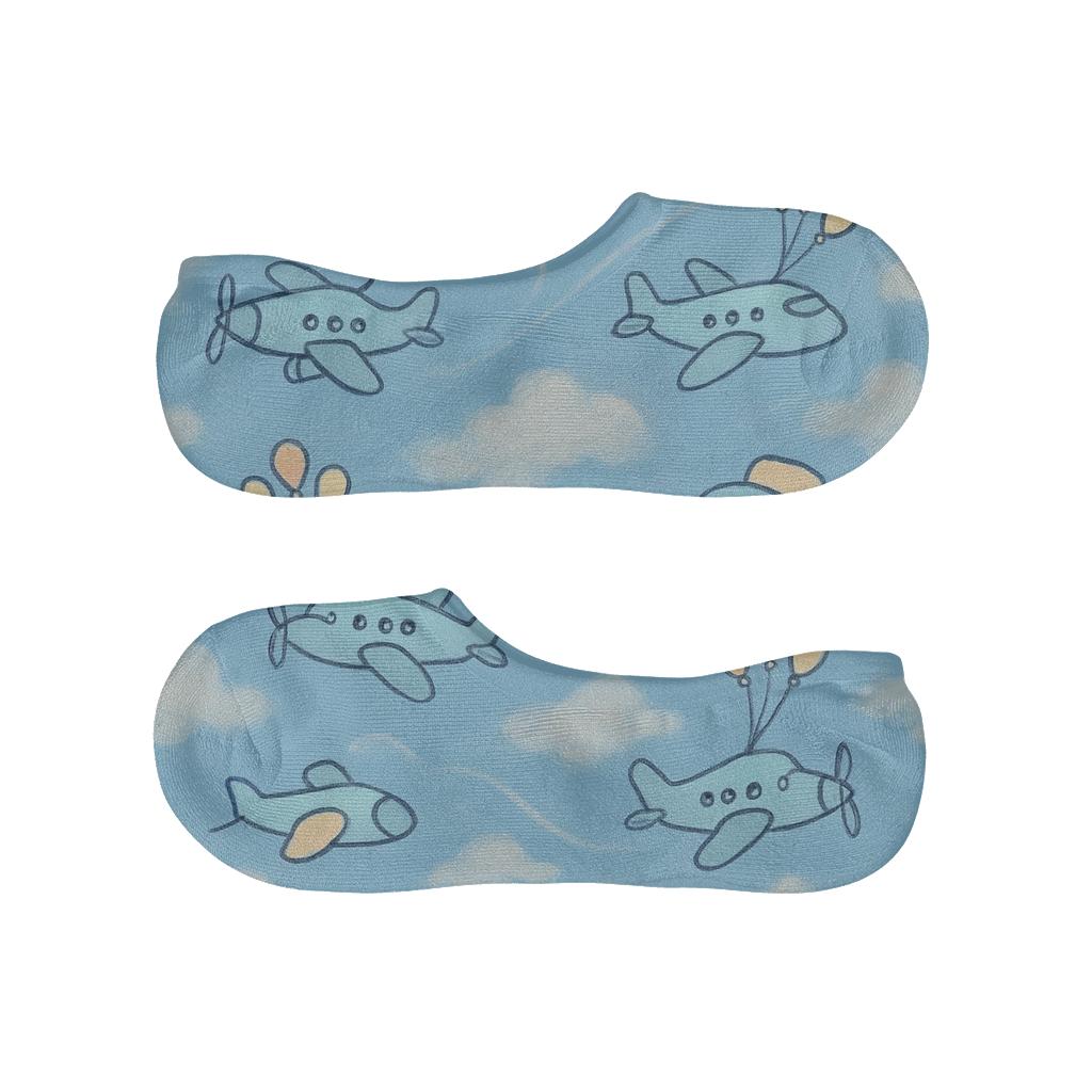Sky Study Scatter With Airplane Balloon Buddies personalized no-show socks