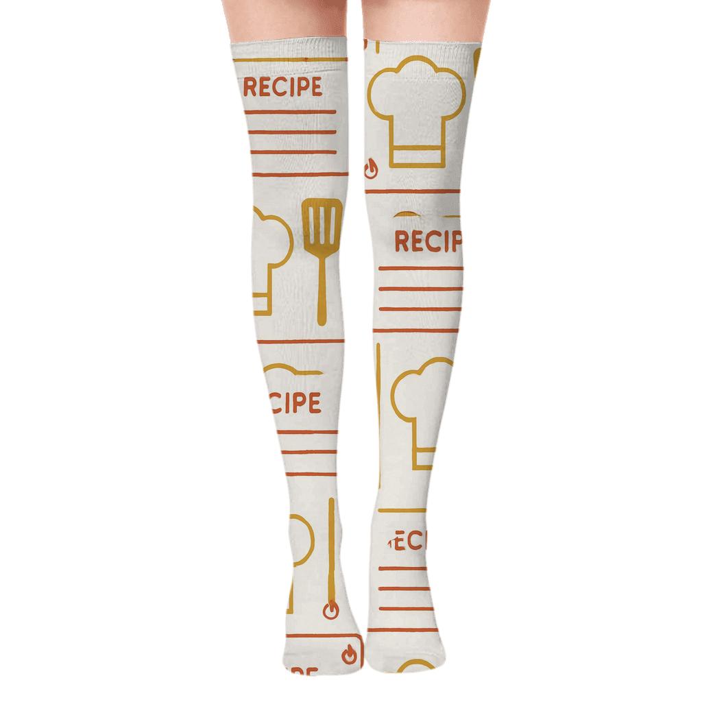 Tiled Recipe Cards With Chef Motifs comfortable cotton over-the-knee socks