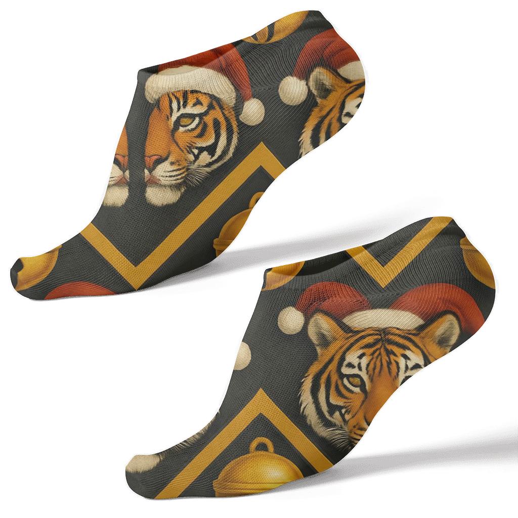 Golden Bell Tiger Chevron On Charcoal Background soft everyday ankle socks