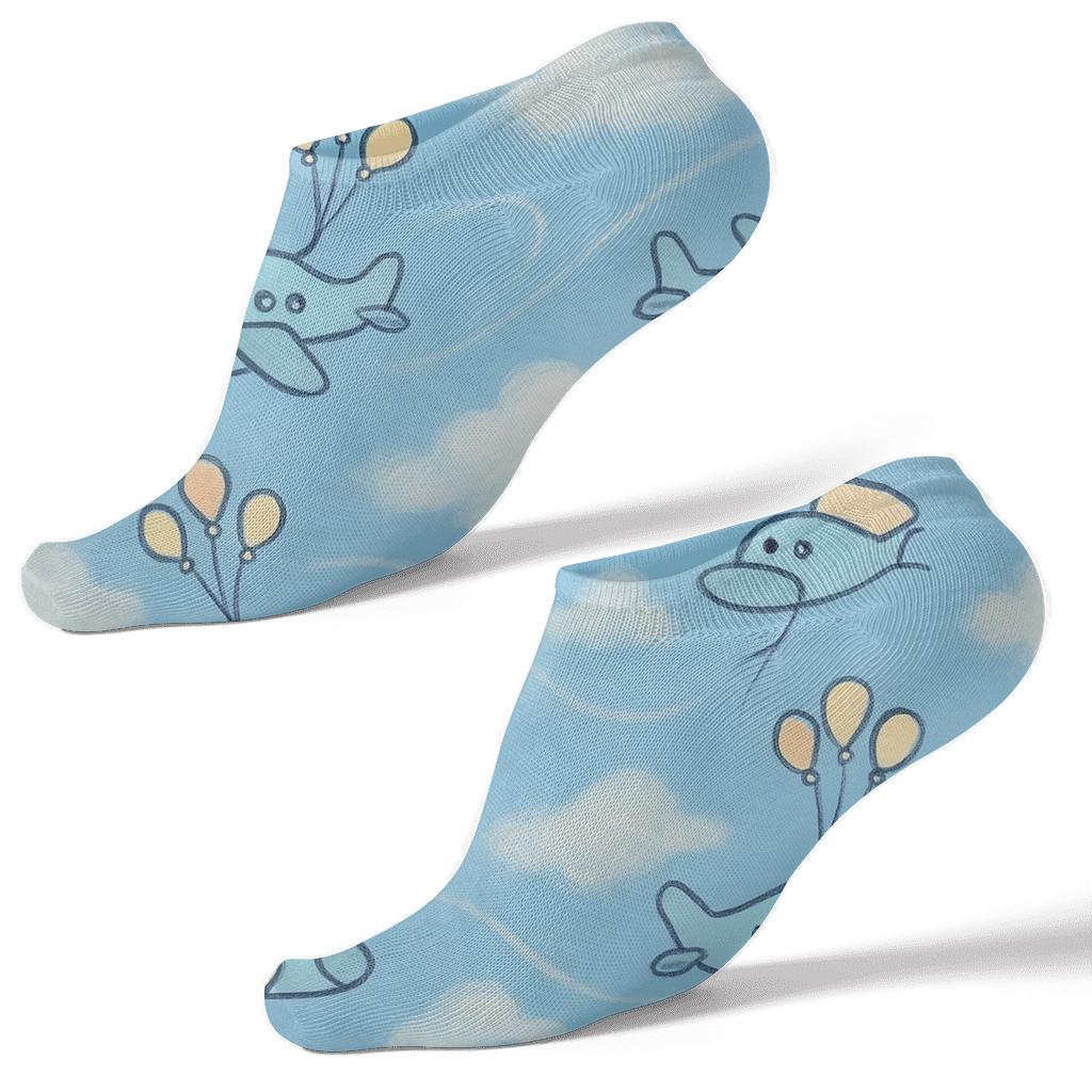Sky Study Scatter With Airplane Balloon Buddies comfortable cotton ankle socks