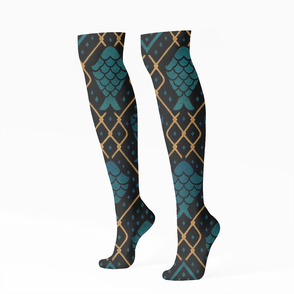 Fisher-Grade Net And Scale Tessellation soft everyday knee-high socks