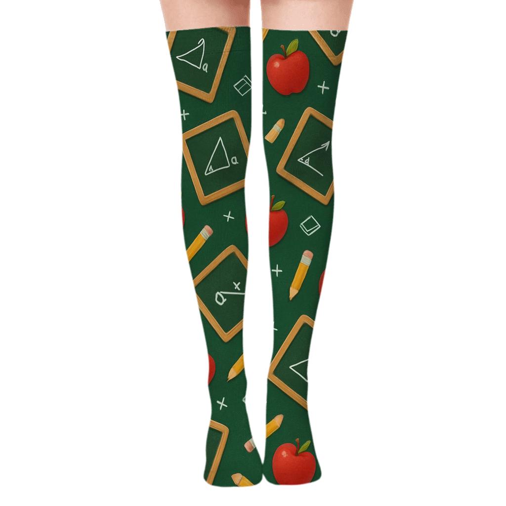 Teacher Chalkboard Lattice Parade soft everyday over-the-knee socks