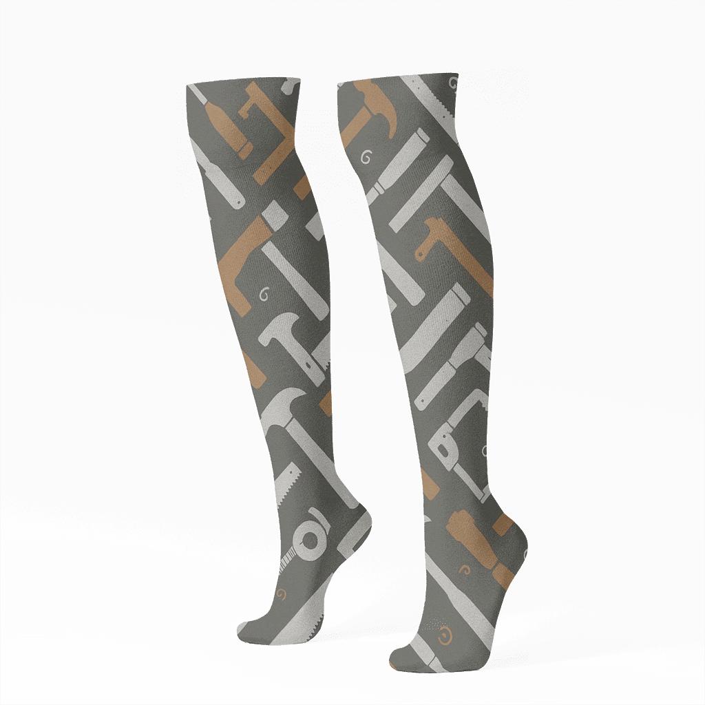 Tool Constellation Lattice With Carpenter Charm personalized knee-high socks