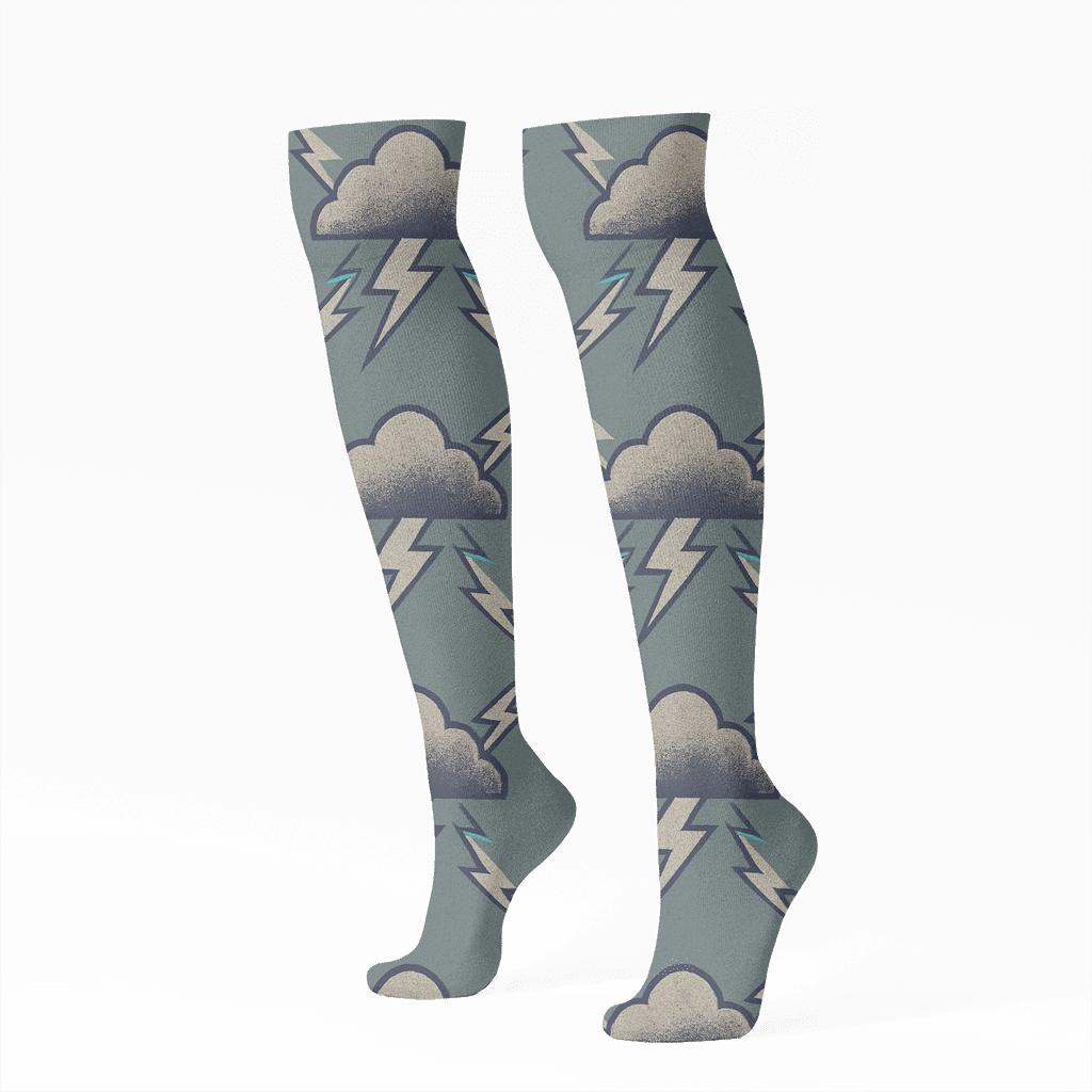Industrial Storm Poster Tessellation stylish athletic knee-high socks