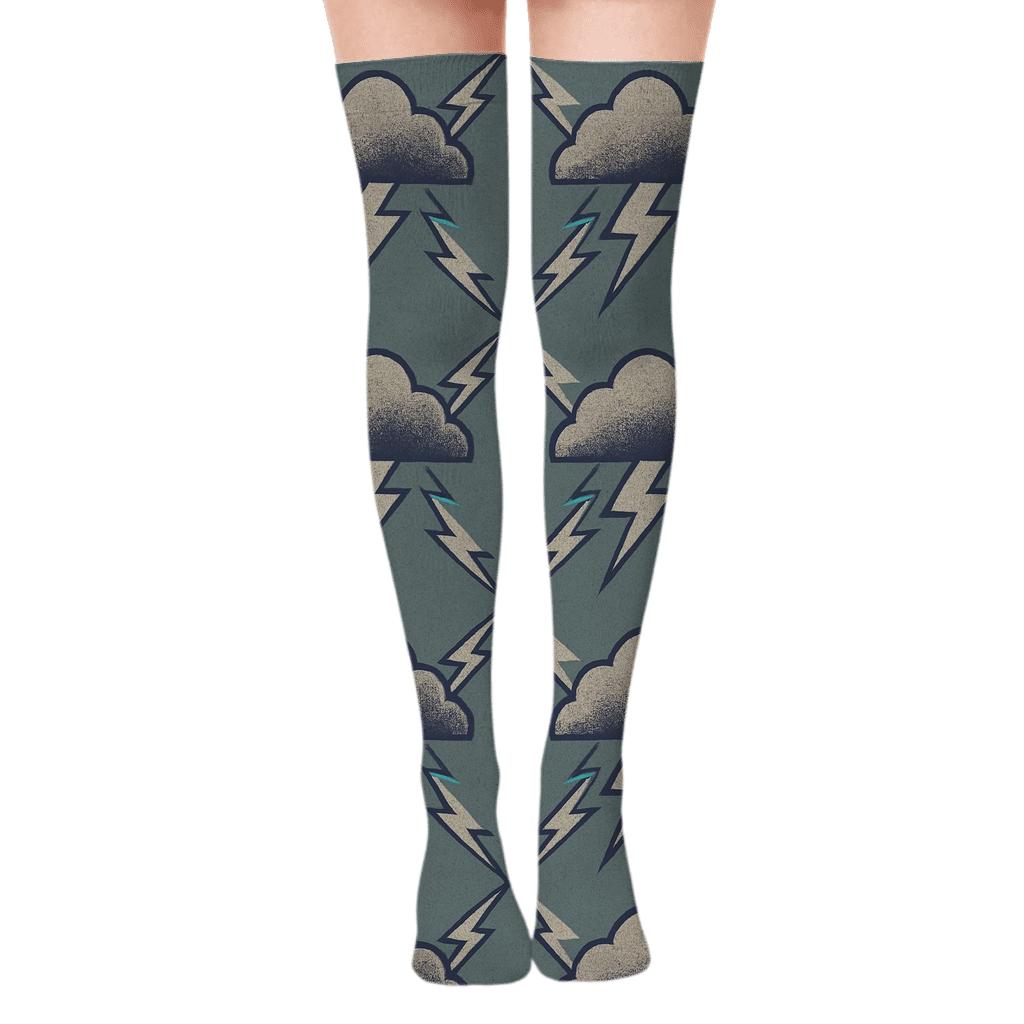 Industrial Storm Poster Tessellation comfortable cotton over-the-knee socks