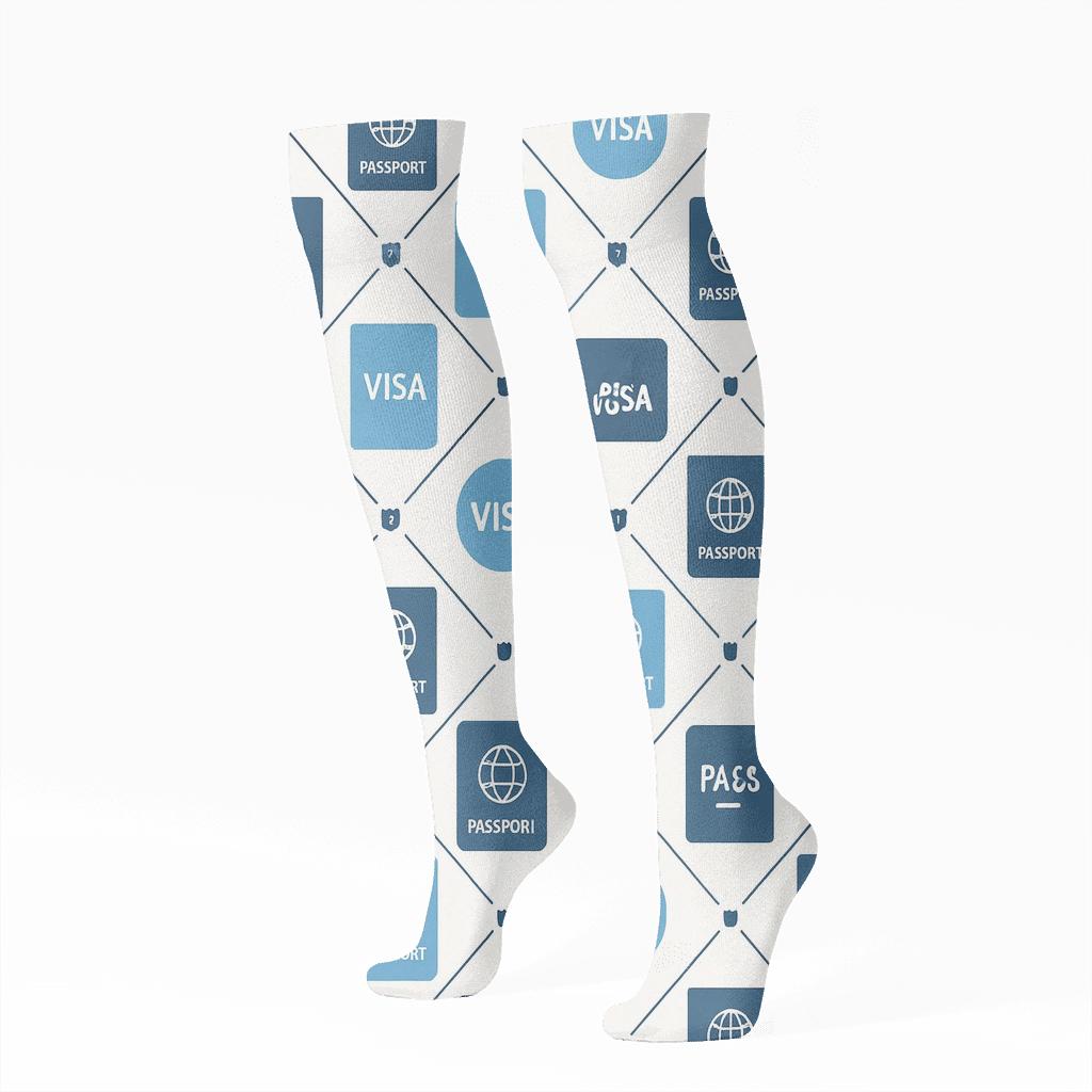 Passport Lattice In Immigration Officer Blues soft everyday knee-high socks
