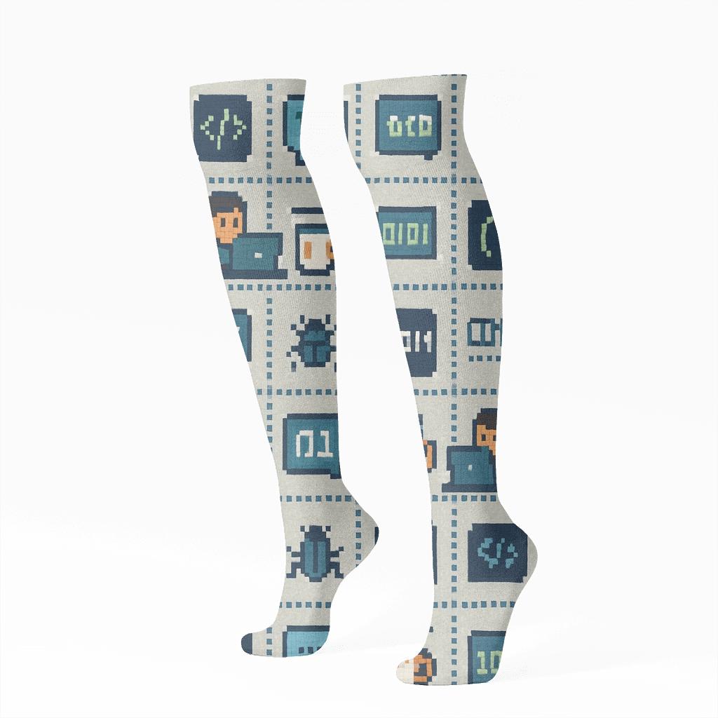 Pixel Debug Parade With Software Developer Accents premium sports knee-high socks