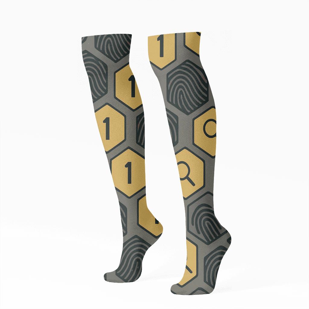 Fingerprint Lattice Study With Crime Scene Investigator Details personalized knee-high socks