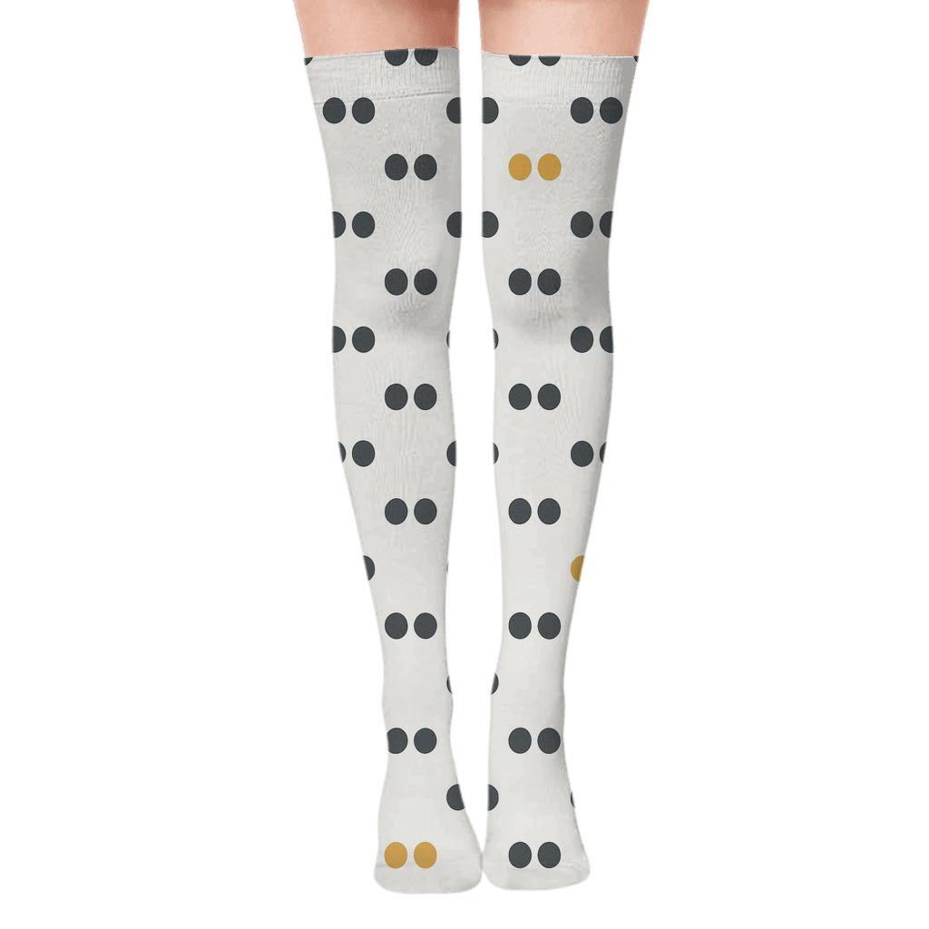 Binary Star Dot Relay stylish fashion over-the-knee socks