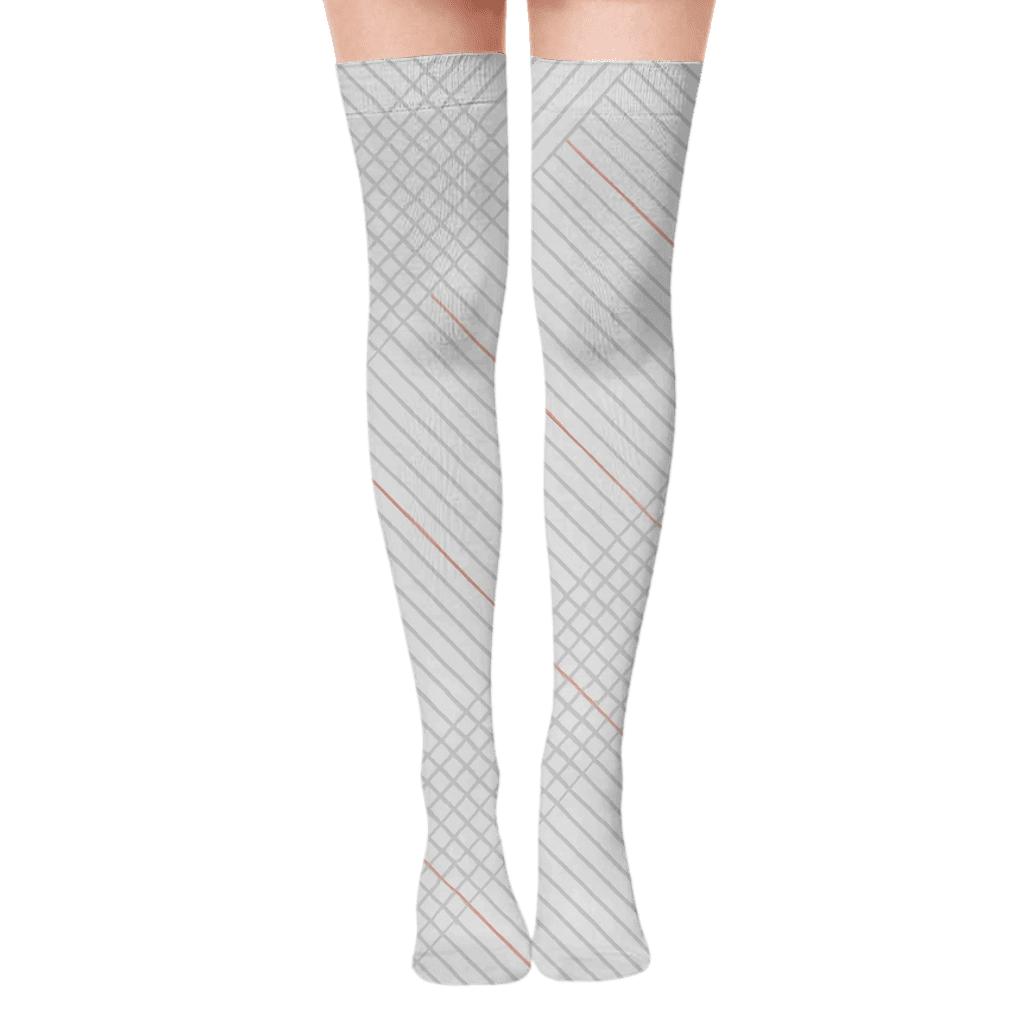 Minimal Moire Line Bands stylish fashion over-the-knee socks