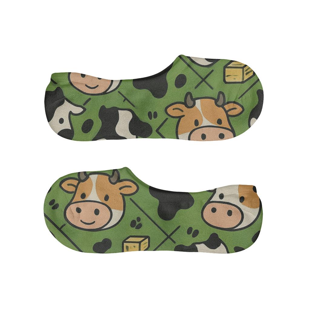 Pasture Lattice Cow Pattern low cut no-show socks