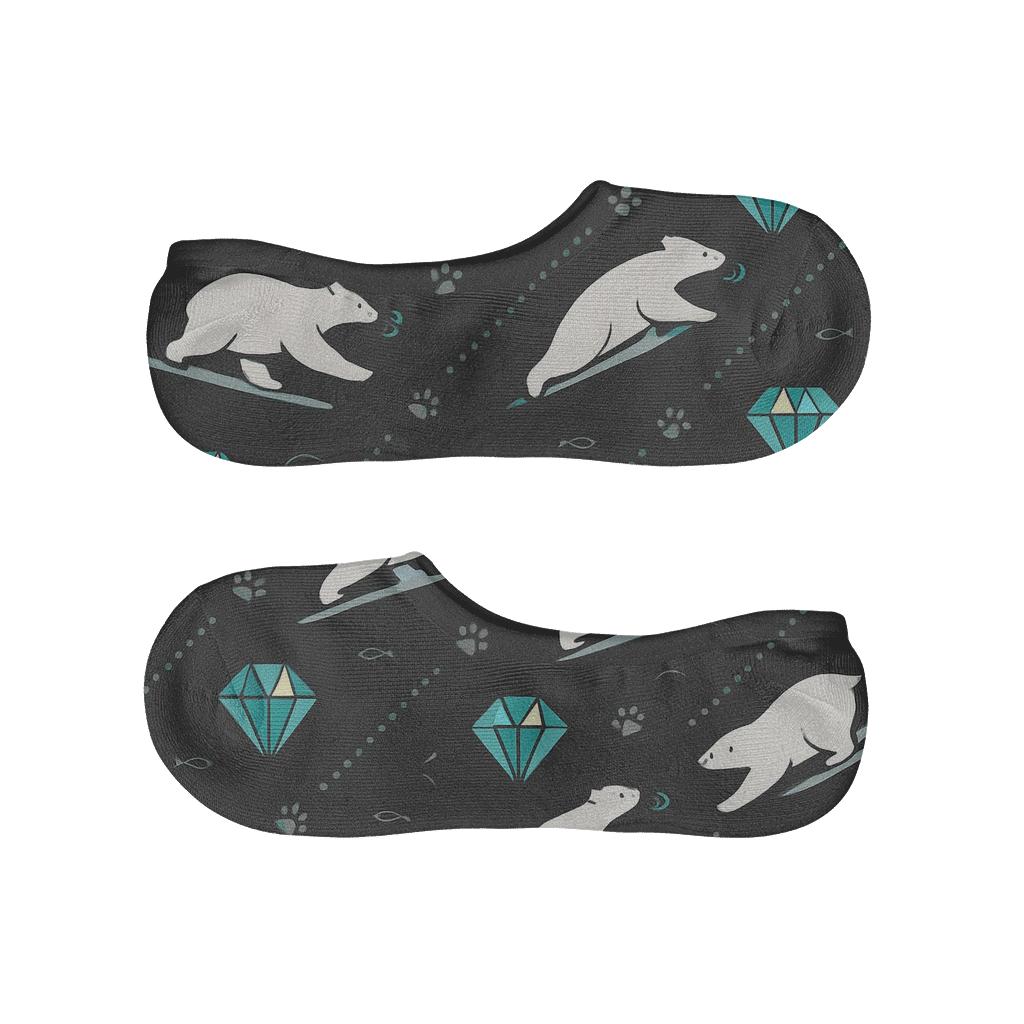 Iceberg Lattice With Playful Slides, Polar Bear anti-slip no-show socks