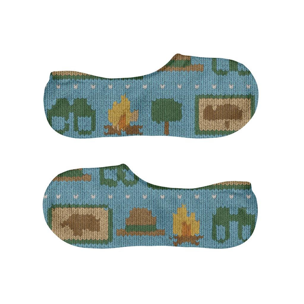 Campfire Stripe Grid With Park Ranger Icons unique hidden socks