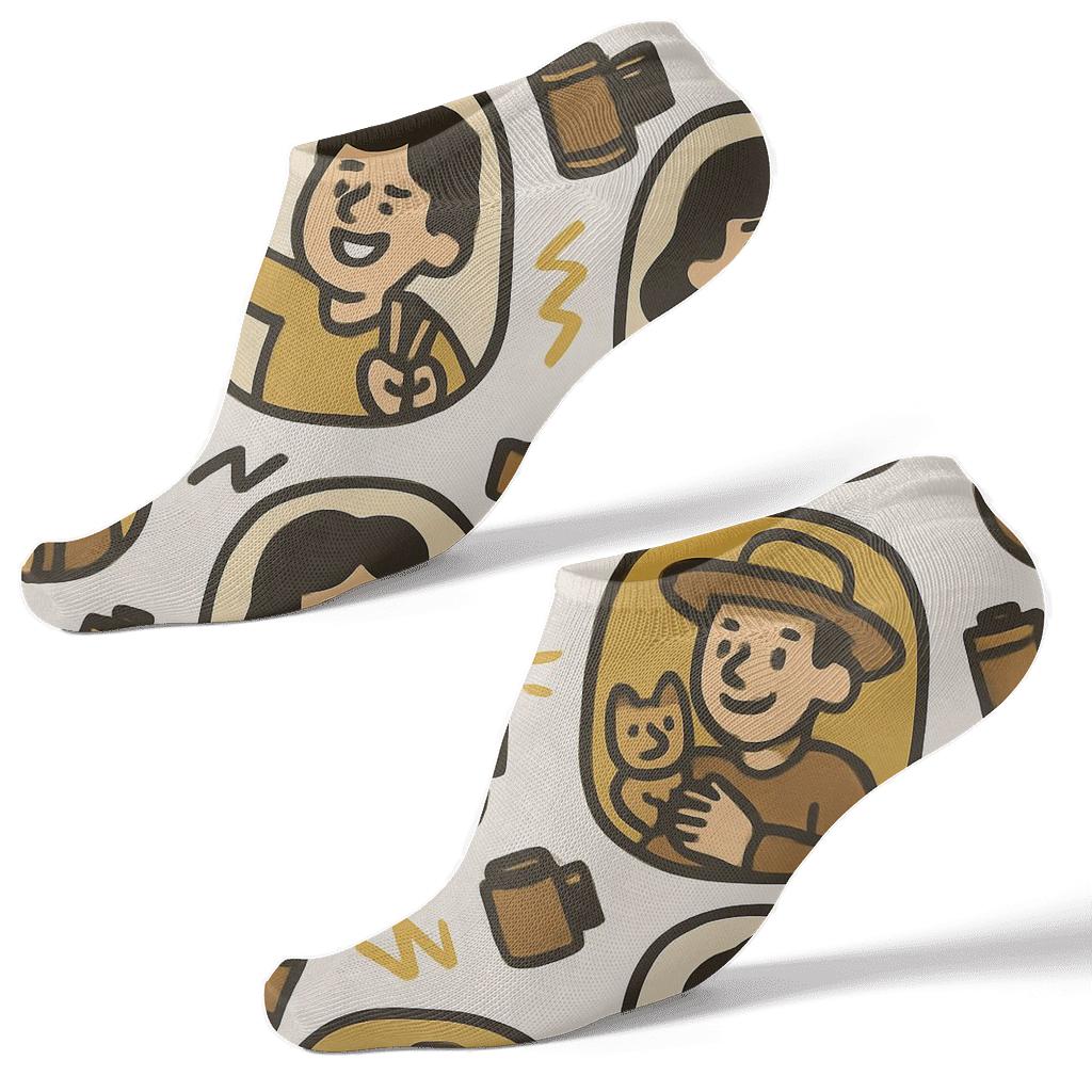 Playful Snapshot Parade With Photographer Silhouettes soft everyday ankle socks