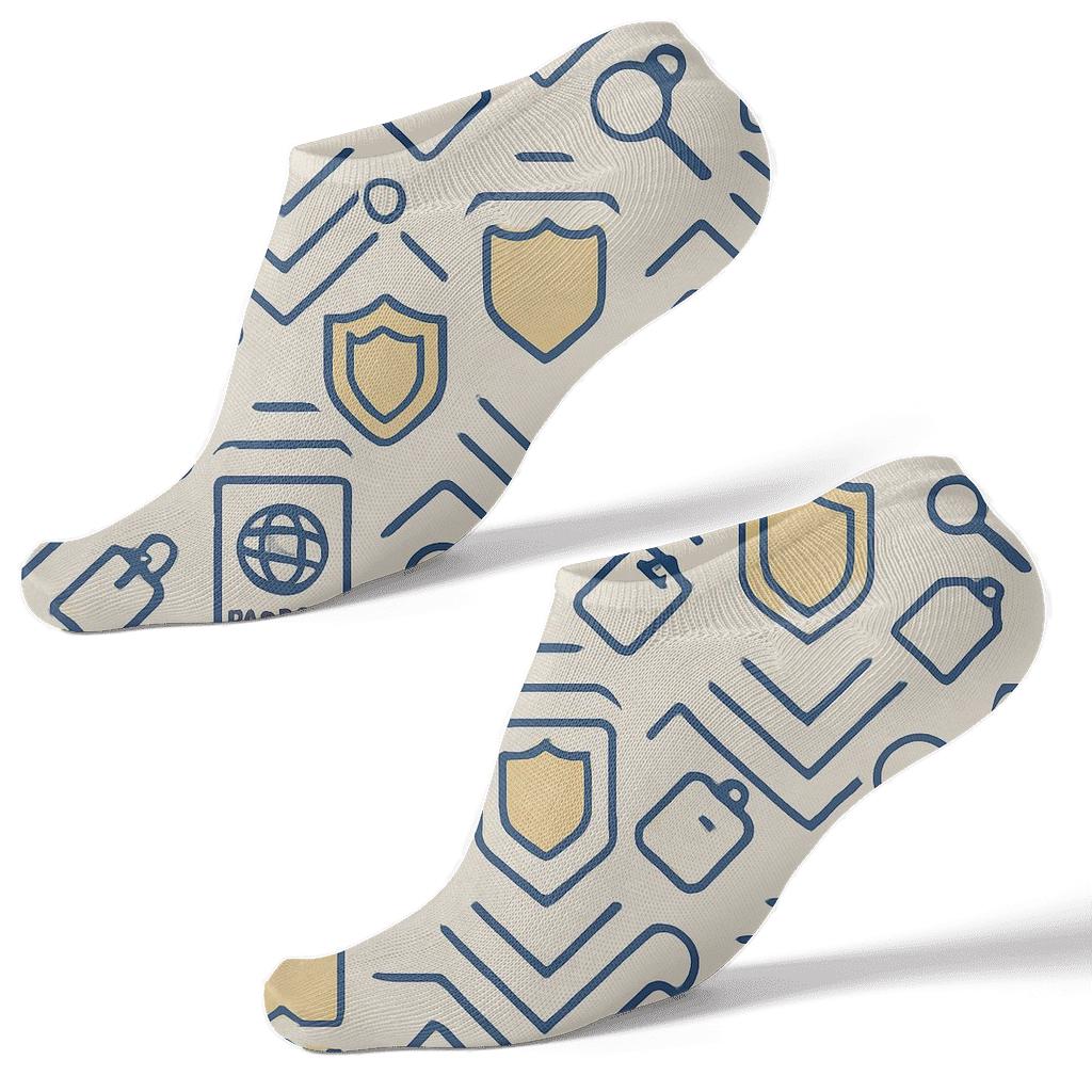 Passport Stamp Chevron With Customs Officer Details unique graphic ankle socks