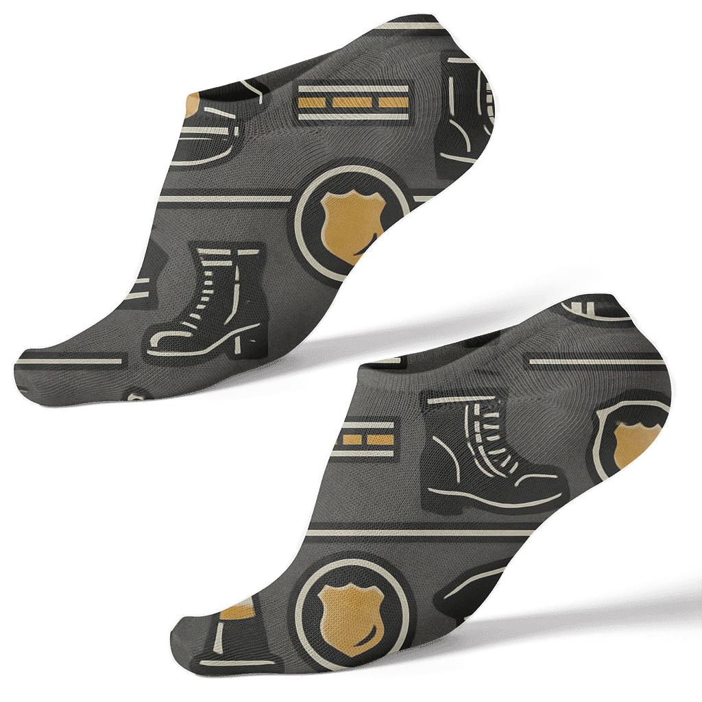 Ceremonial Badge Poster Look Police Officer Chevron Bands stylish athletic ankle socks