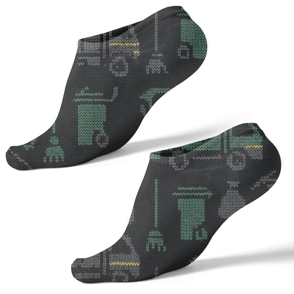 Knitted Night Shift Grid Sanitation Worker designer print ankle socks