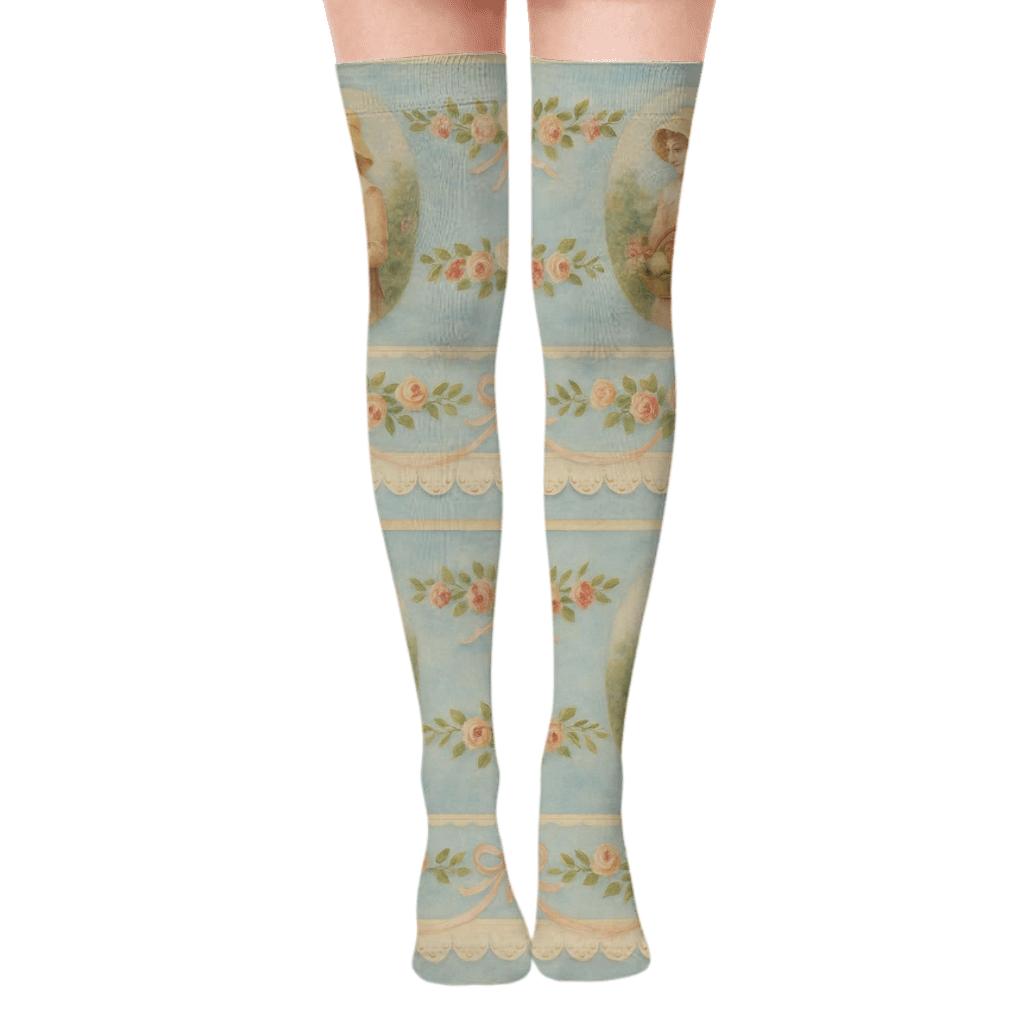 Mary Bonnet Garden Party Stripe Bands premium cozy over-the-knee socks
