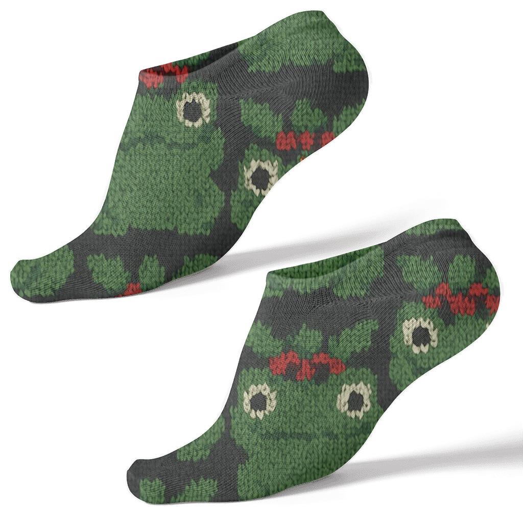 Mistletoe Frog Tessellation On Charcoal Background comfortable cotton ankle socks