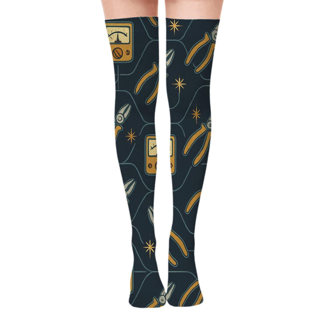 Voltage Lattice Electrician Pattern comfortable cotton over-the-knee socks