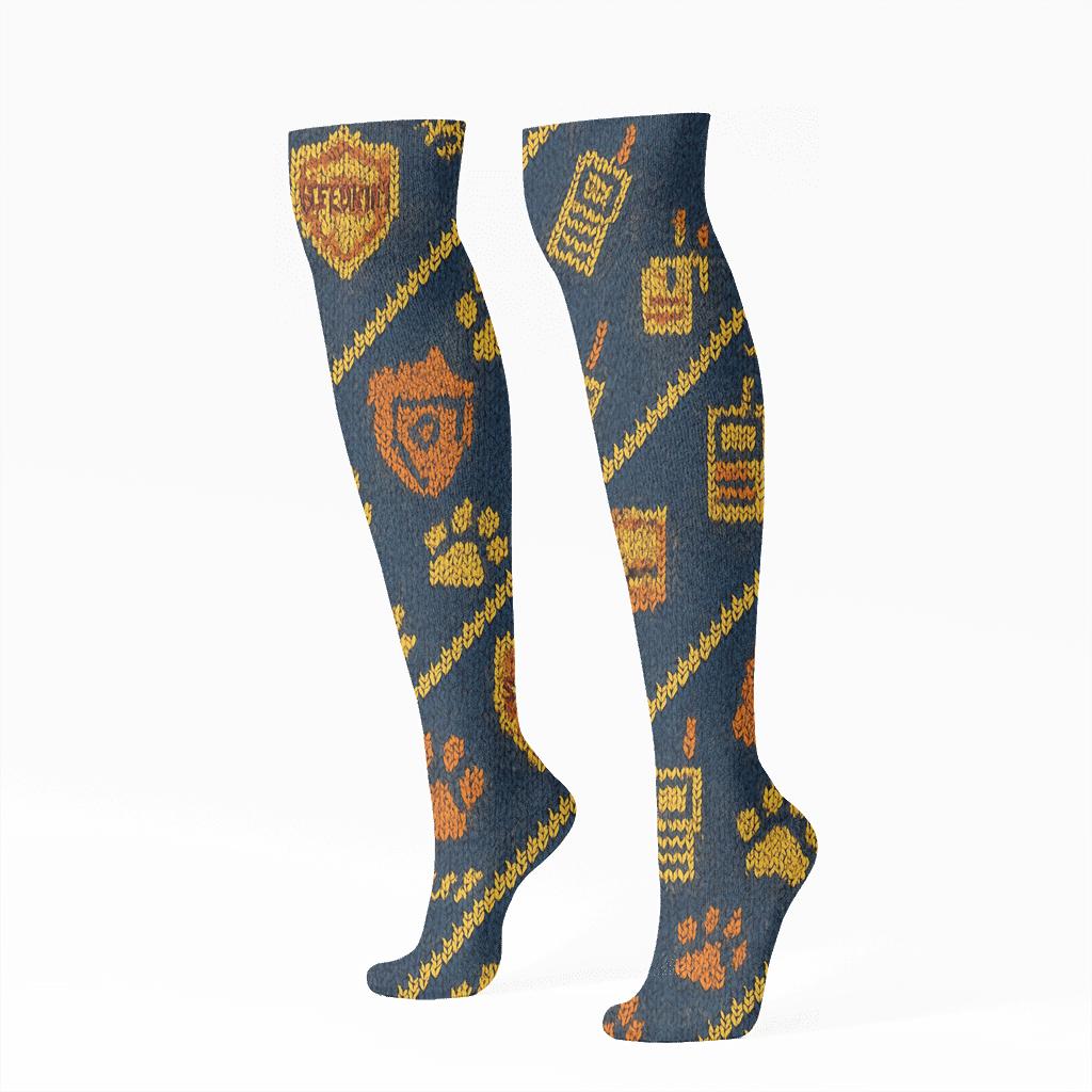 Night Watch Knit Security Guard Motif custom knee-high socks