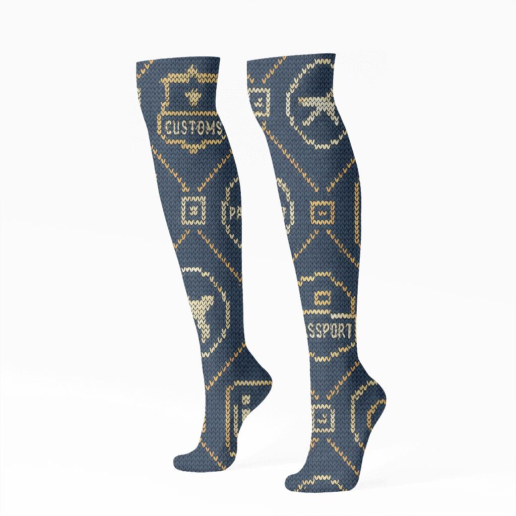 Customs Officer Badge Quilt Tessellation premium sports knee-high socks