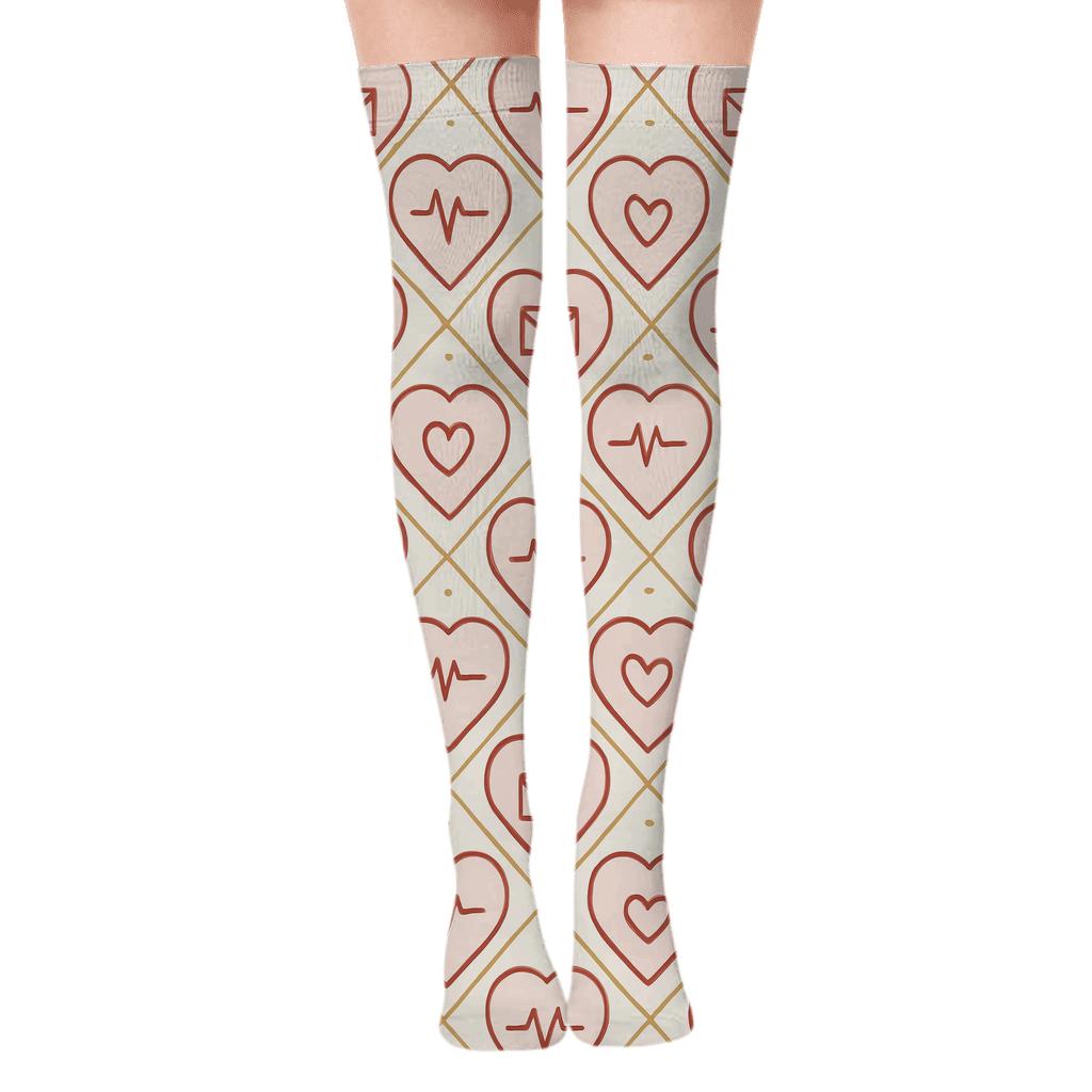 Love Notes In A Valentines Classic Heart Lattice personalized over-the-knee socks