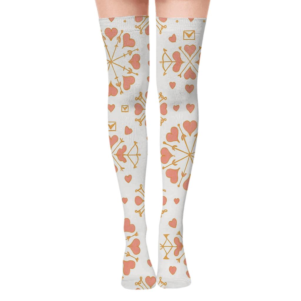 Minimal Medallions With Valentines Cupid Silhouette Details stylish fashion over-the-knee socks
