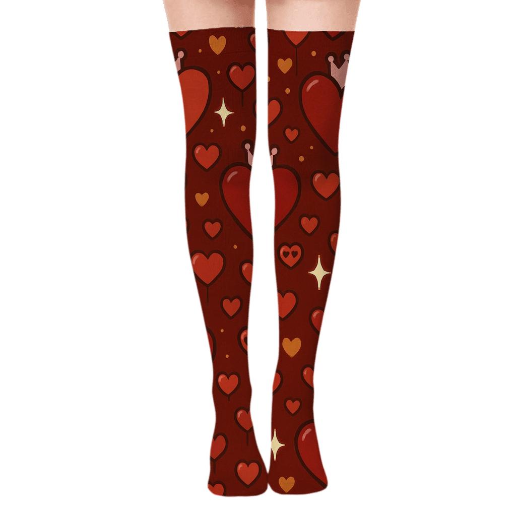 Classic Heart Party Confetti Grid premium cozy over-the-knee socks