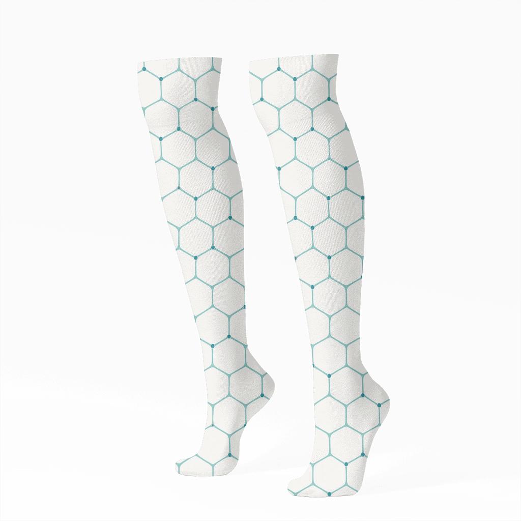 Cellular Dot Mesh premium sports knee-high socks