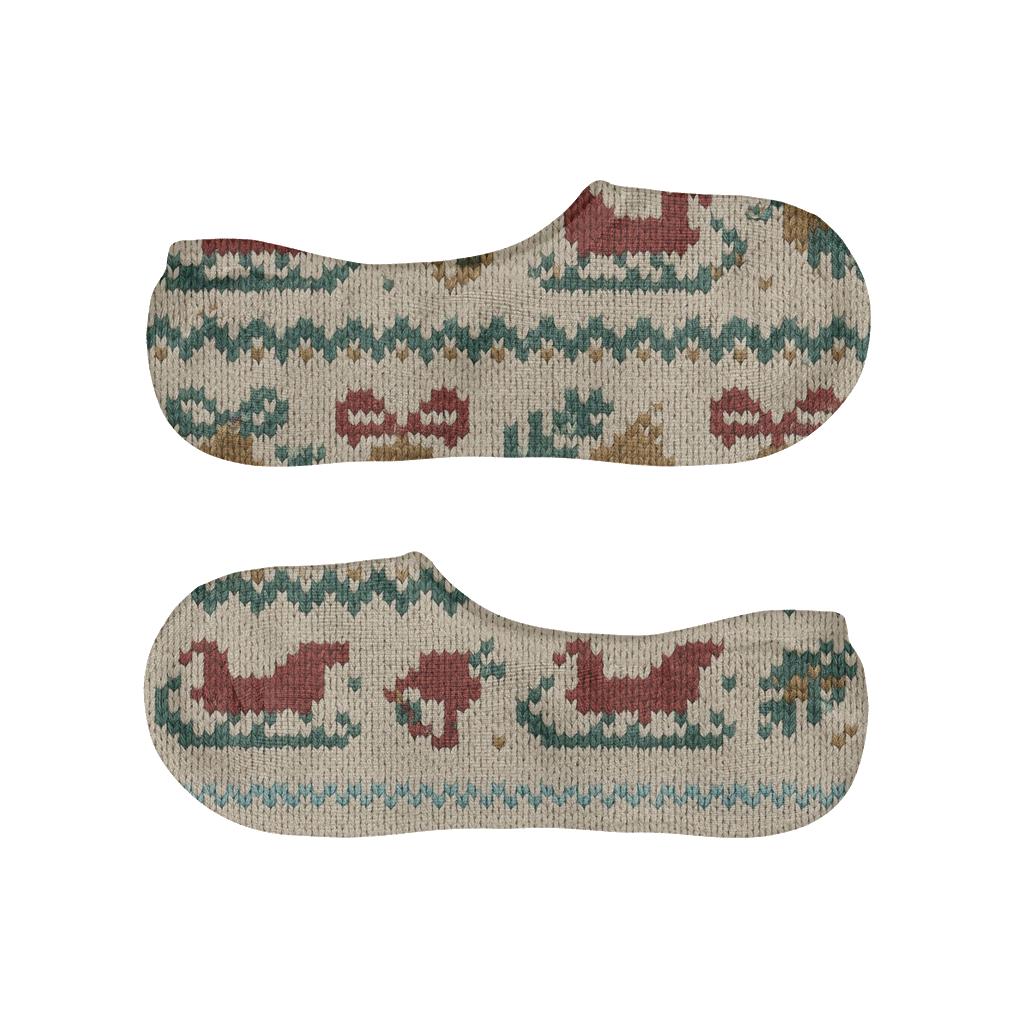 Knitted Sleigh Runner Fair Isle Bands trendy no-show sock styles