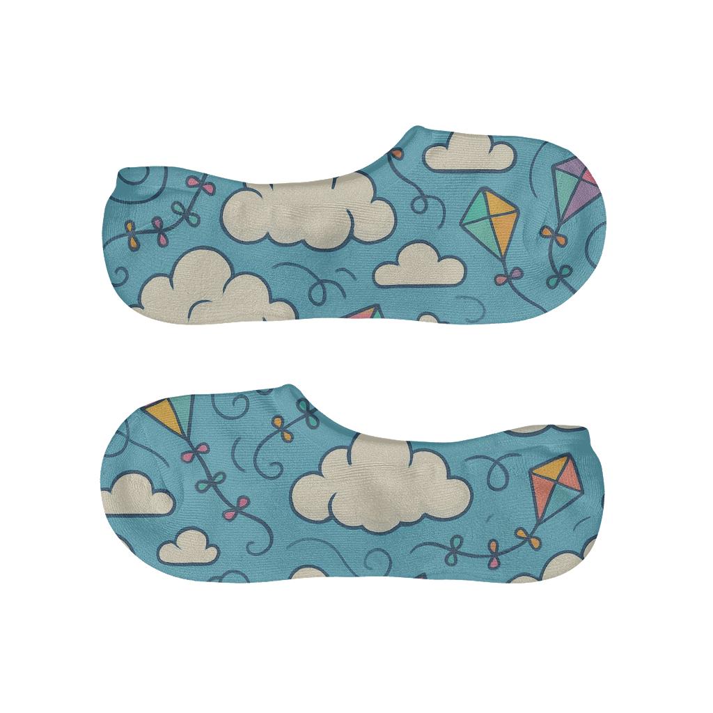 Clouds Rainbow Kite Parade custom no-show socks