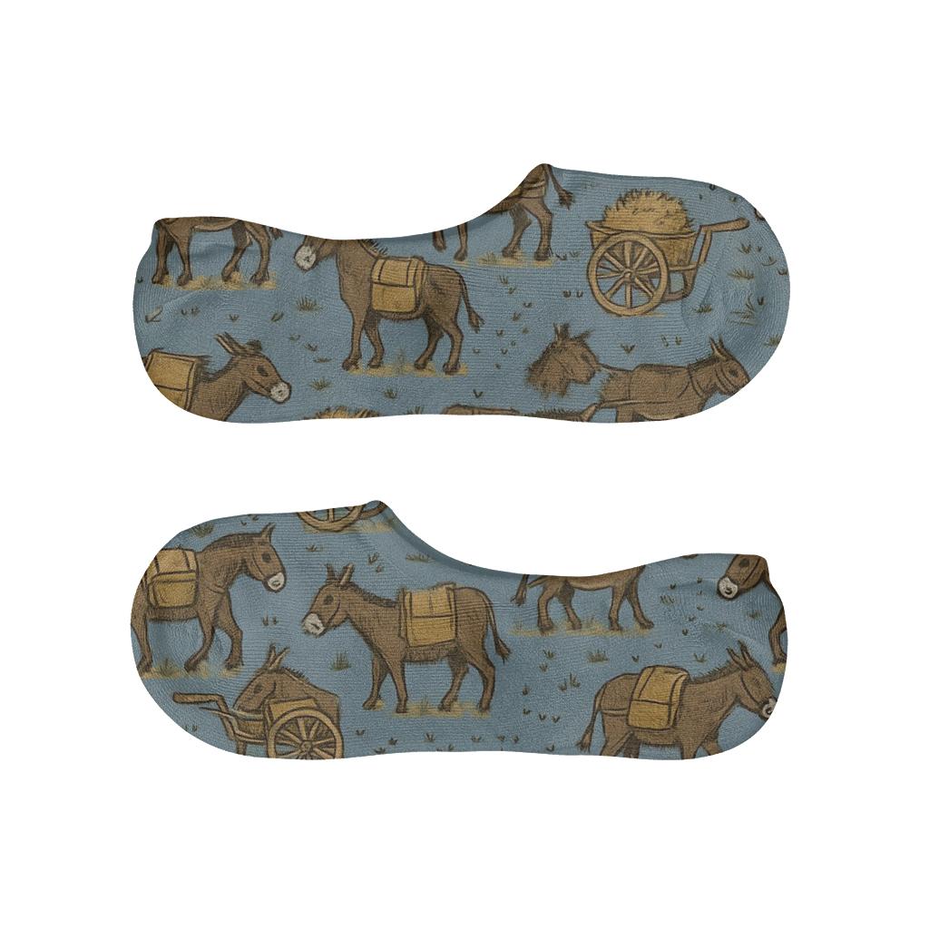 Market Day Pattern With Donkey Caravans soft cotton no-show socks