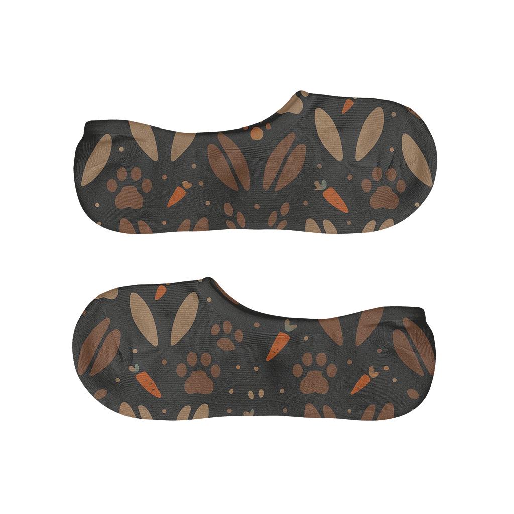 Rabbit Ear Lattice On Charcoal Night Field breathable seamless no-show sockscustom no-show socks