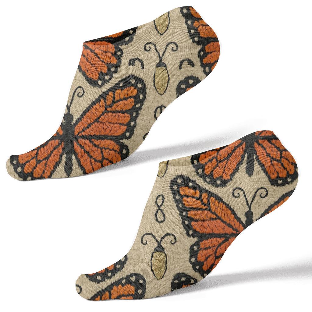 Knitted Wing Illusion Chevron On Oatmeal Beige Background custom ankle socks