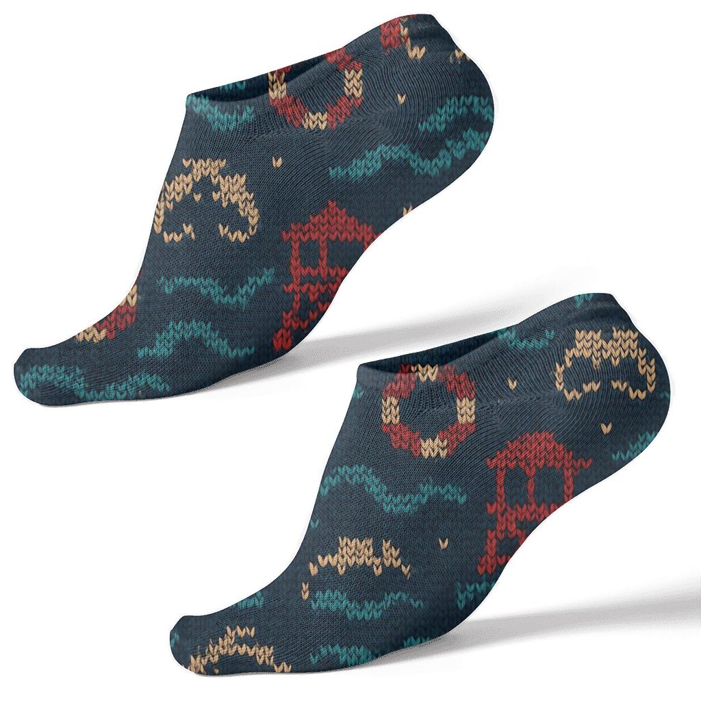 Knitted Lifeguard Tower And Wave Lattice trendy patterned ankle socks