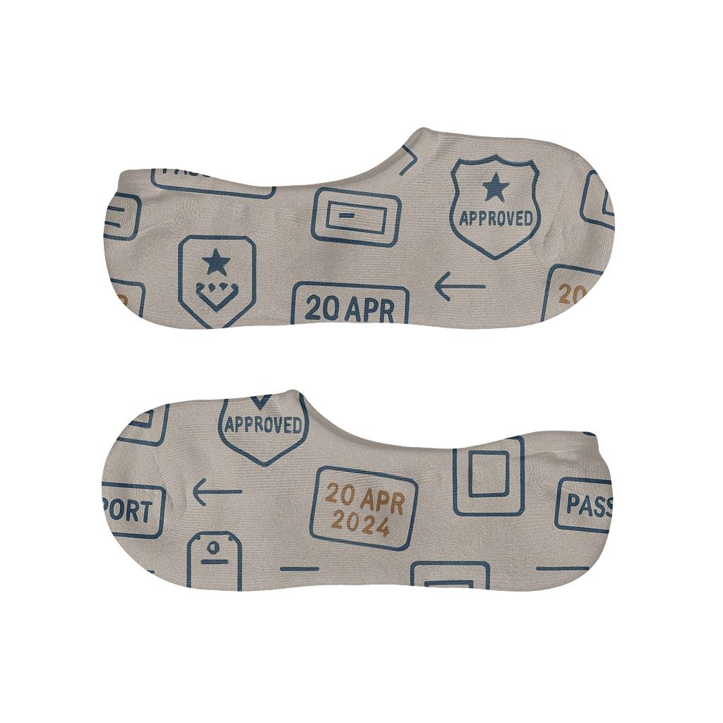 Airport Passport Stamp Chevron, Customs Officer Edition designer print no-show socks