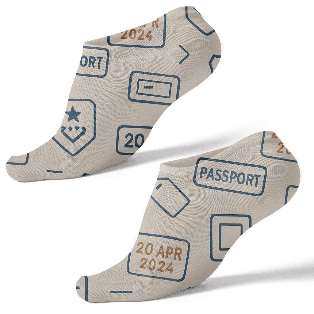 Airport Passport Stamp Chevron, Customs Officer Edition soft everyday ankle socks