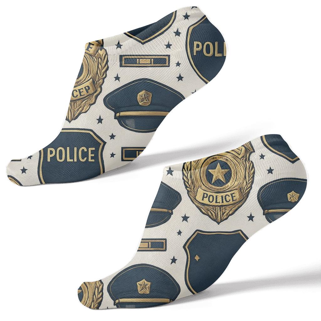 Ceremonial Badge Rosette Grid For Police Officer unique graphic ankle socks
