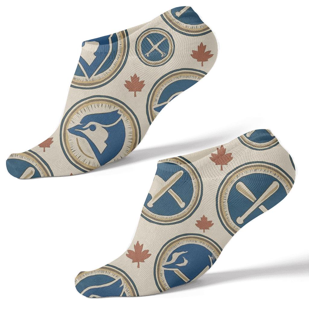 Retro Medallions In Blue Jays Repeat trendy patterned ankle socks