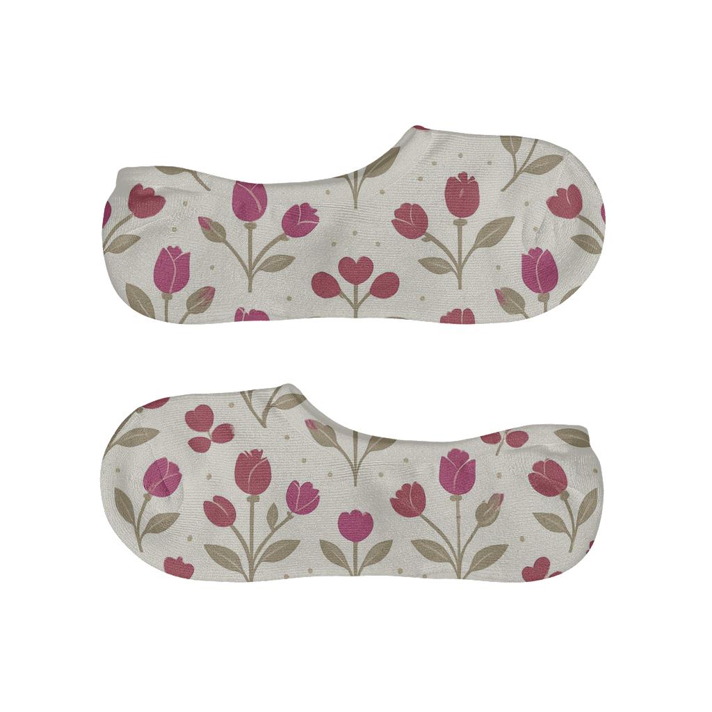 Rosebud Chevron With Valentines Rose Accents designer print no-show socks