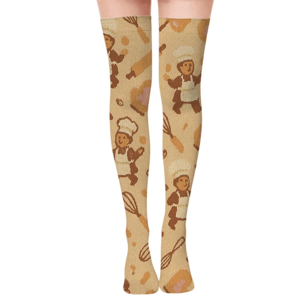 Knitted Baker Dough Dance Pattern custom over-the-knee socks