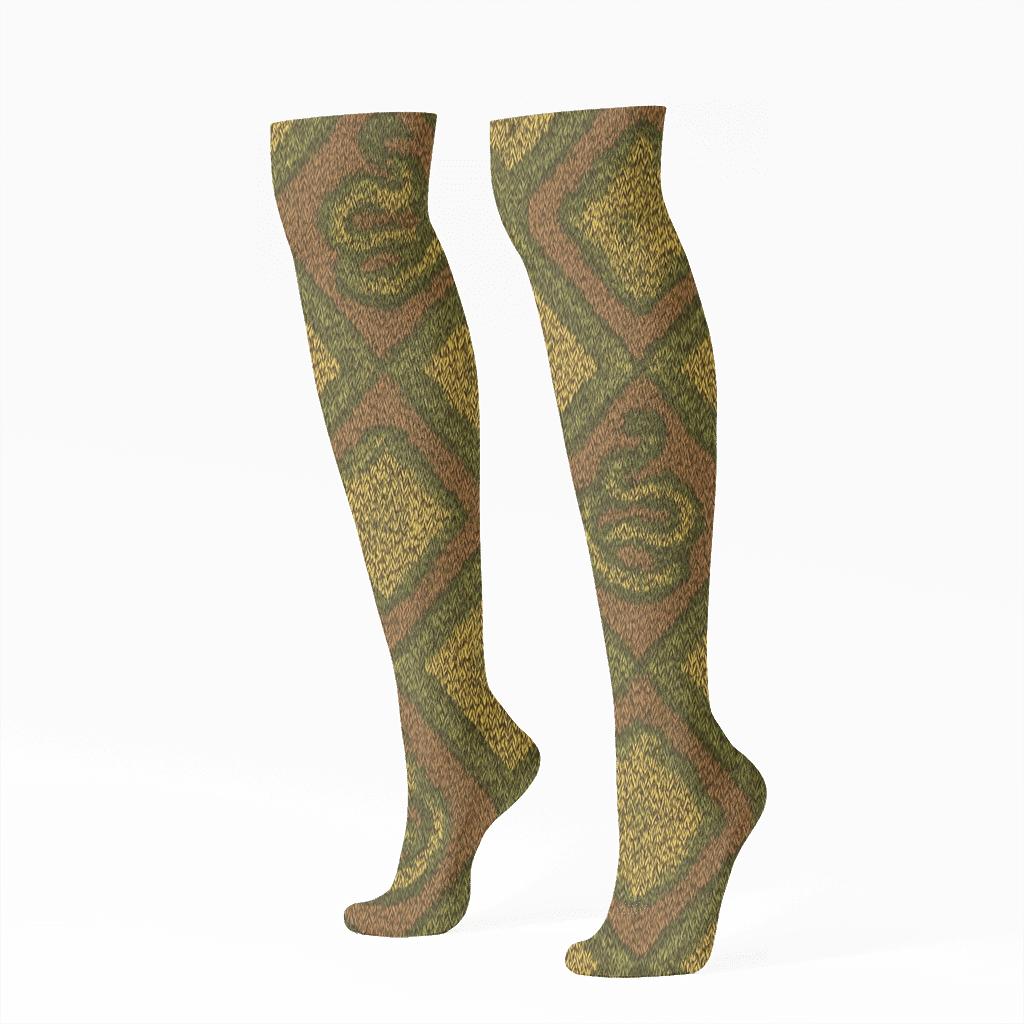 Knitted Illusion Snake Scale Lattice custom knee-high socks