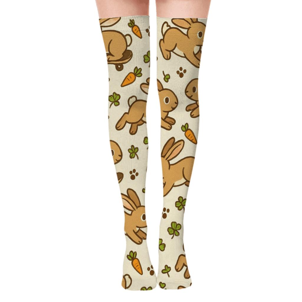 Meadow Skate Parade With Rabbit Motifs personalized over-the-knee socks