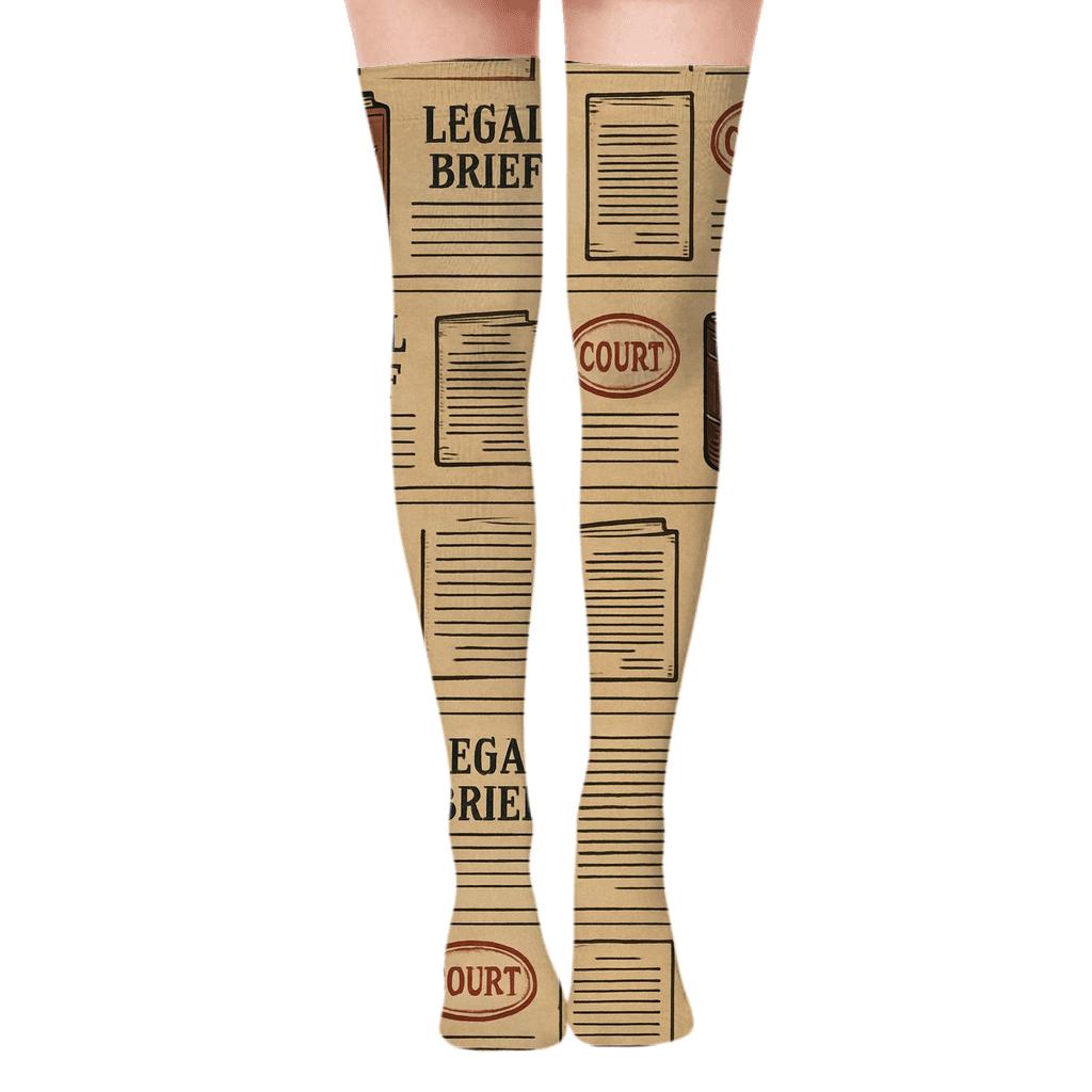 Vintage Legal Poster Bands With Lawyer Motifs trendy patterned over-the-knee socks