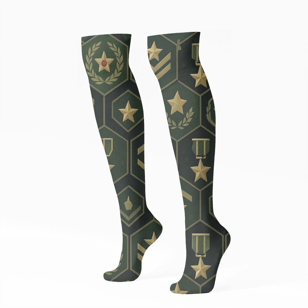 Soldier Insignia Rosette Tessellation comfortable cotton knee-high socks