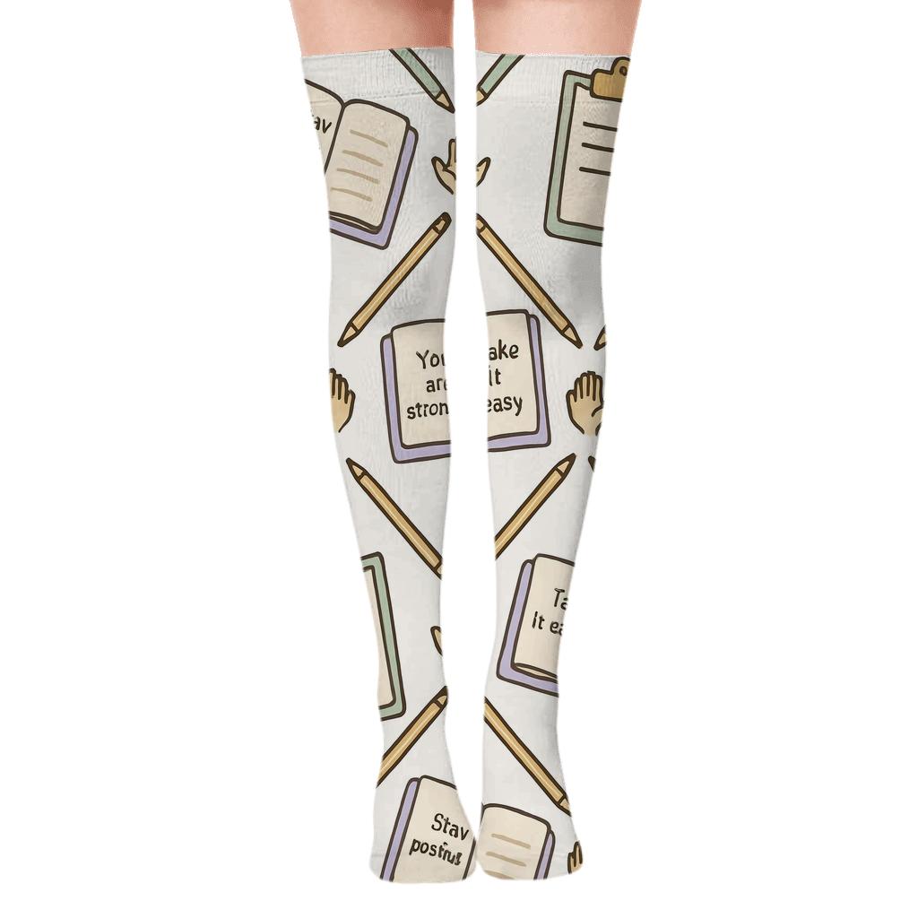 Notebook Lattice For A Brighter Counselor Day stylish fashion over-the-knee socks