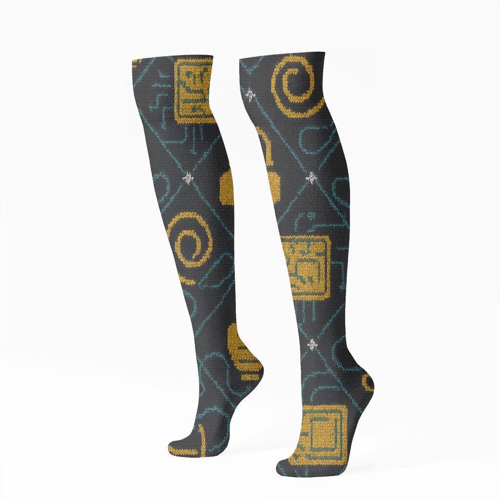 Knitted Circuit Tile Electrician Pattern trendy patterned knee-high socks